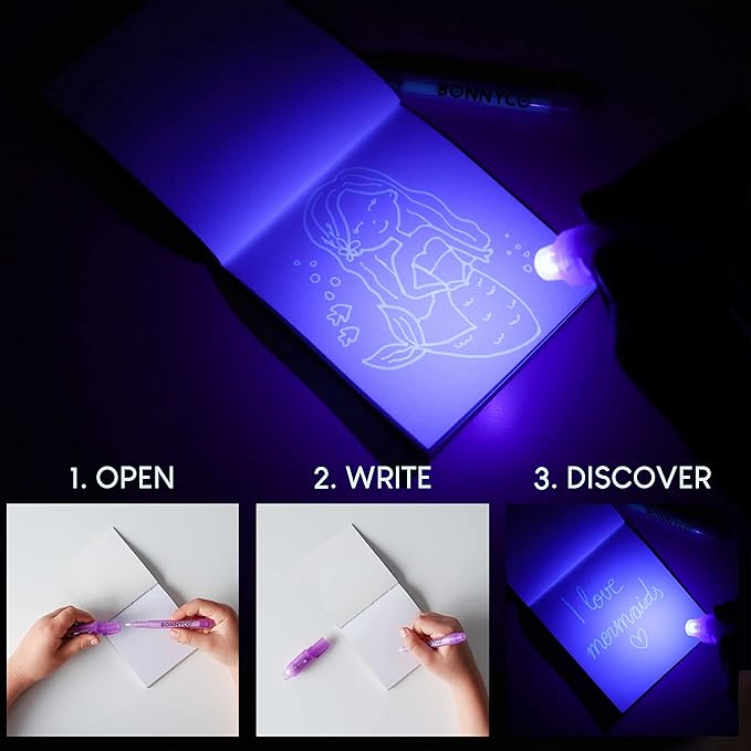 Invisible Ink Pen and Notebook Pack 16 Mermaid Party Favors for Kids