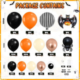 120 Pcs Halloween Orange and Black Balloon Arch Spider Bat Pumpkin