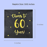 Cheers to 60 Years Cocktail Napkins | Happy 60th Birthday Decorations