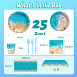 Beach Party Decorations Pool Party Plates and Napkins Sets 300 GSM
