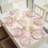 96Pcs 1st Birthday Party Supplies Girls' One Year Tableware with