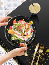 Birthday Party Tableware, 161 Pieces Black Gold Party Supplies, Party