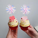 Gyufise 30Pcs Foil Firework Cupcake Toppers Sparkle Tinsel Cake #9