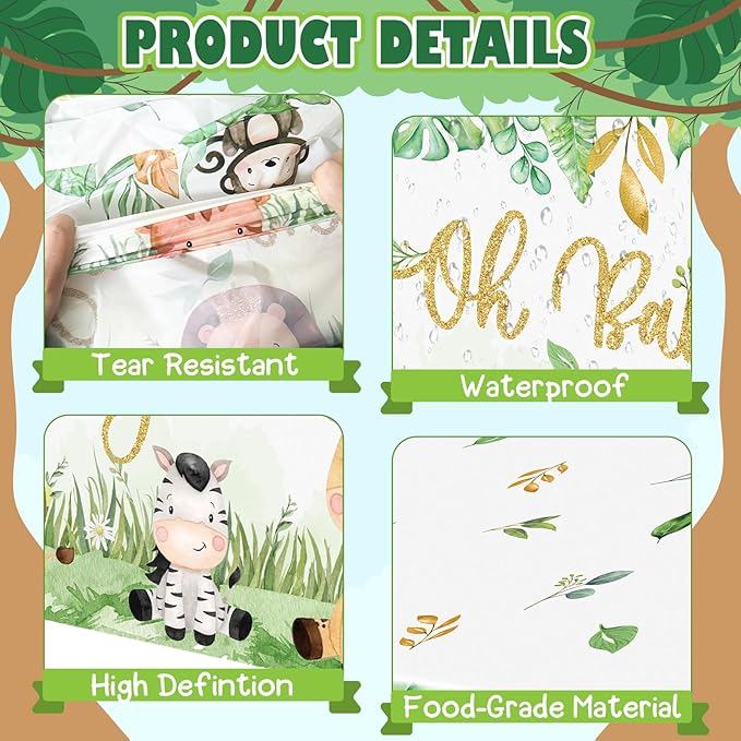 Safari Baby Shower Tablecloths Jungle Animals Plastic Table Cloths