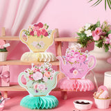 Jexine 9 Pcs Tea Party Decorations Princess Party Floral Teapot