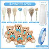 6 Sets 123 Pcs Bear Baby Shower Table Centerpieces Dried Pampas Decor