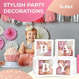 Baby Shower Boxes with Letters White Boxes with Rose Gold Dusty Pink