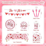 122PCS Valentine's Day Party Supplies Pink Heart Paper Plates