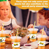 50 Sets Construction Theme Party Plastic Cups with Lids and Straws
