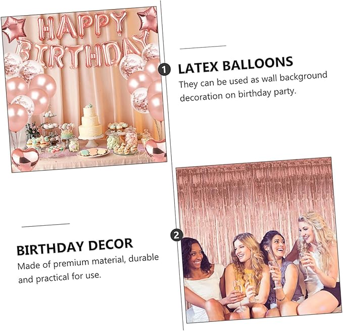 28pcs Rose Gold Birthday Balloons Set with Latex Foil and Sequin