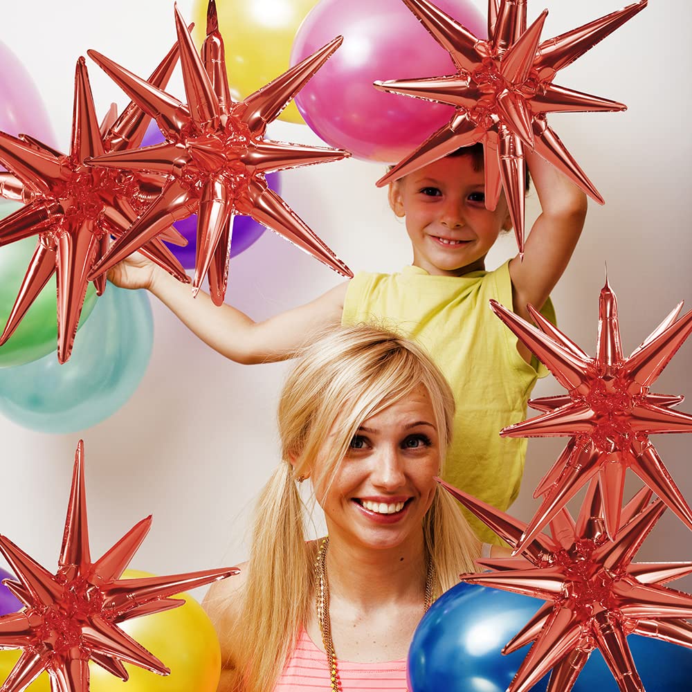 Red One Piece Explosion Star Cone Balloon Metallic Fireworks Spike