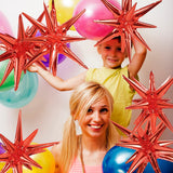 Red One Piece Explosion Star Cone Balloon Metallic Fireworks Spike