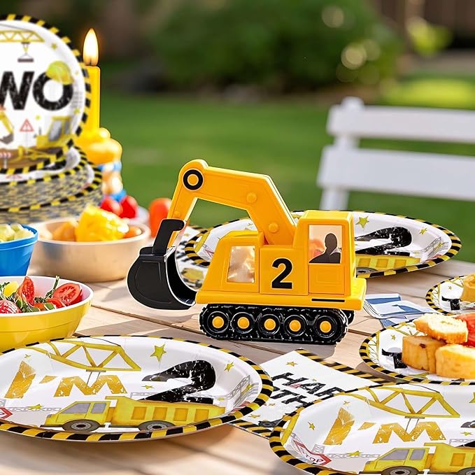 200Pcs Construction 2nd Birthday Party Supplies Construction Truck