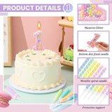 MTLEE Number 1 Birthday Candle with 12 Pcs Spiral Candles for Girls
