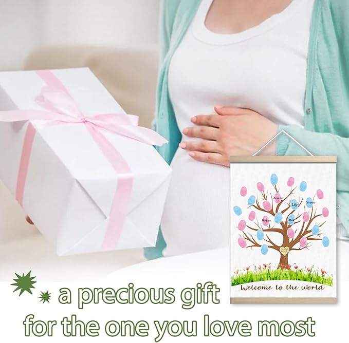 Gender Reveal Decorations Fingerprint Tree Canvas Paintings Decor