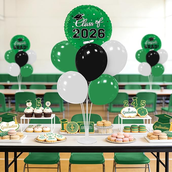 Graduation Decorations - 4 Set Balloon Stands, Class of 2026 Congrats