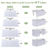 PARTISKY White Polyester Table cloth for Rectangle Tables 6f, Wrinkle