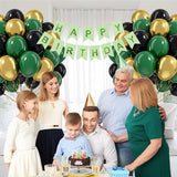 60pcs Green and Black balloons 12inch with Dark Green Metallic Gold