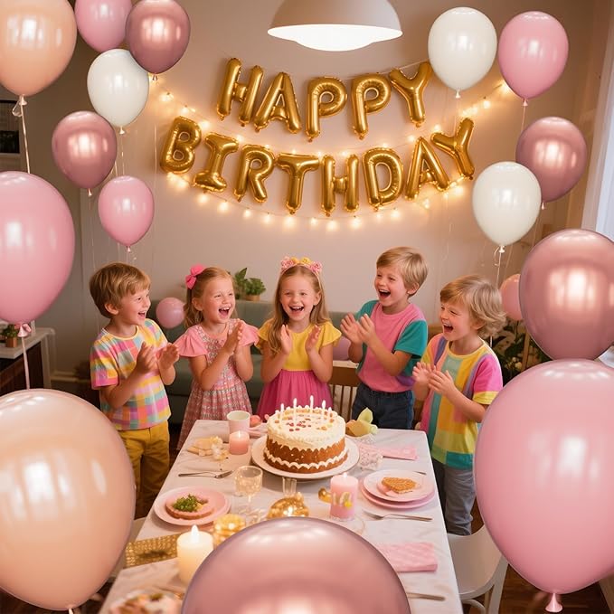 68 Pcs Retro Pink Nude Party Balloons 12Inch Dusty Pink Metallic Rose