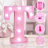 Pink Light Up Letters, LED Marquee Letters for Table, Small Glitter #7