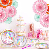 96 Pcs Unicorn Birthday Party Decorations 350 GSM Disposable Rainbow
