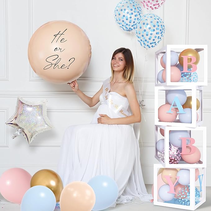 164PCS Gender Reveal Balloon Boxes Decorations Pink and Blue Balloon