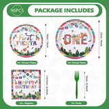 96Pcs First Fiesta Birthday Decorations Mexican Fiesta 1st Birthday