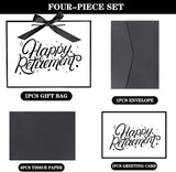 JWSCYSY 12.6" White and Metallic Black Gift Bag with Card, Ribbon and