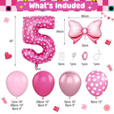 Pink 5th Birthday Balloons Decorations, Hot Pink Rose Polka Dots
