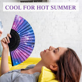 25 Pcs Galaxy Folding Hand Fan Bulk with Organza Bags Space