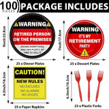 100 Pcs Funny Happy Retirement Party Supplies Caution Retirement