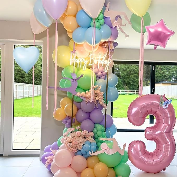 3rd Birthday Decoration for Girls Easter Pastel Rainbow Macaron 3rd