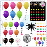 Amandir Glow in the Dark Party Decorations, 80S Disco Rainbow Balloon