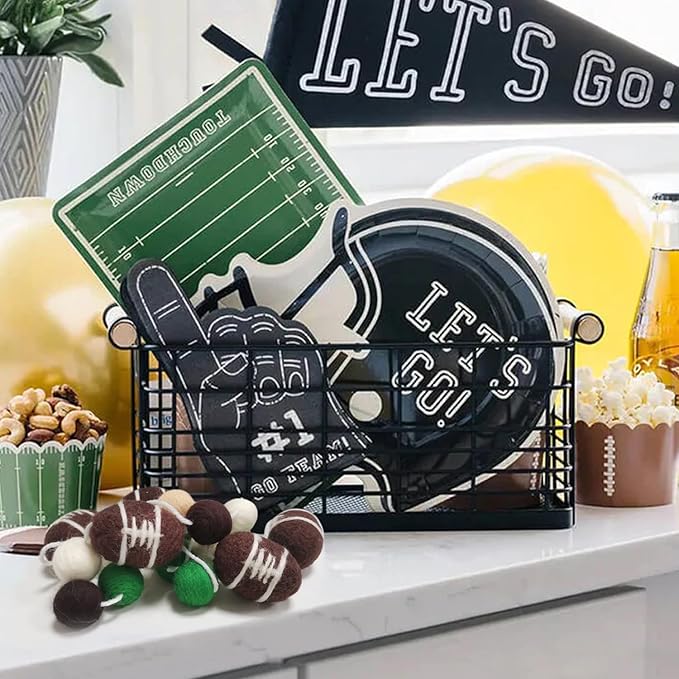 Football Felt Ball Garland Rugby Pom Poms Banner for Sports Themed