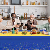 16Pack Disposable Plastic Tablecloths and Satin Table Runner Set Blue