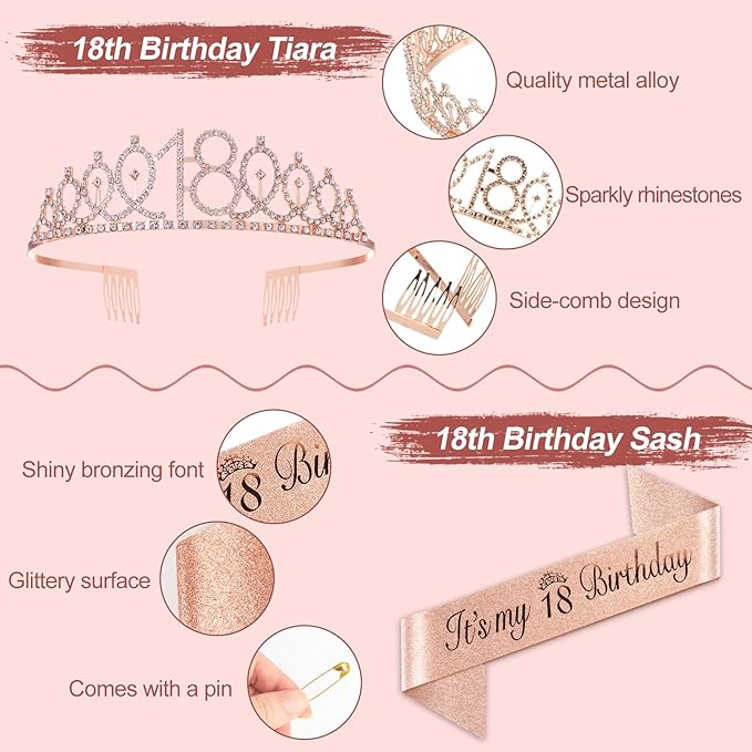 18th Birthday Decorations for Girls Rose Gold Party Decorations