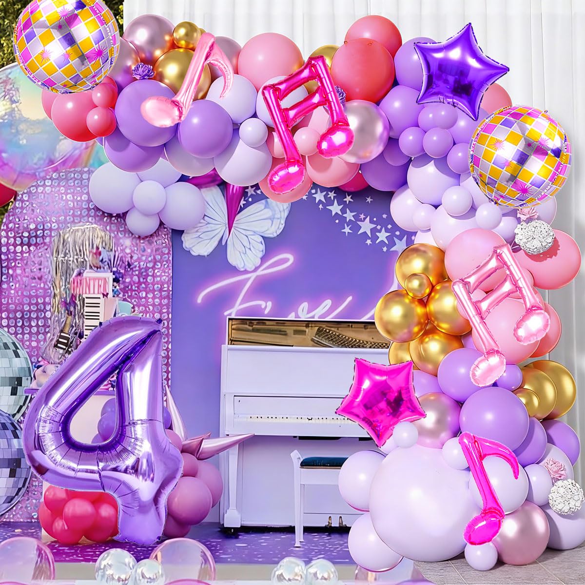 9Pcs Kpop Birthday Decorations - Kpop Music Balloons Hot Pink Mus 4