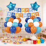 Blue Orange Dog Happy Birthday Banner Sport Summer Birthday