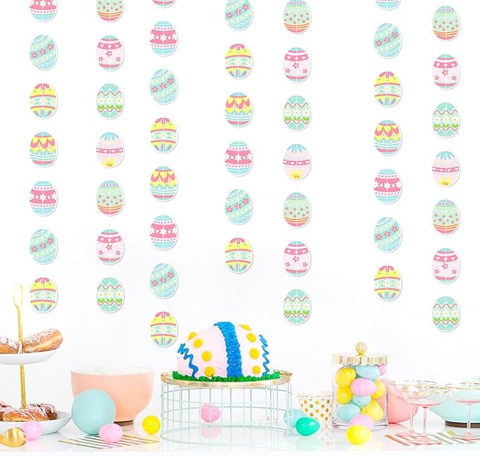 Wall Hanging Decorations Easter Egg Garland - 8pcs Rainbow Easter