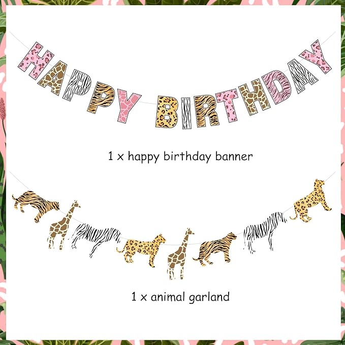 Safari Birthday Decorations Jungle Theme Party Supplies for Girl -