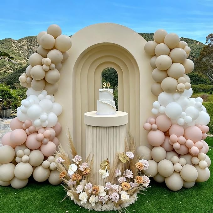 Dusty Pink Nude Gold Balloons, 60Pcs 12Inch Pink Sand White Nude Gold