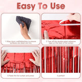 Voircoloria 3 Pack 3.3 x 8.2 ft Laser Red Foil Fringe Backdrop