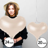 Paready 24 Inch Beige Brown Heart Balloons, Coffee Apricot Heart