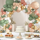 166Pcs Sage Olive Green Blush Peach Balloon Garland Arch Kit Orange
