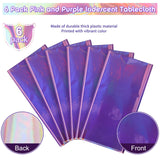 6 Pack Ombre Iridescent Pink and Purple Plastic Tablecloths, Shiny