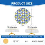 Livcoz Blue Lemon Italy Tile Pattern Round Tablecloth 70 x 70 Inches,