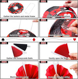 18 Pcs Casino Party Decoration 3D Poker Hanging Paper Lantern Red
