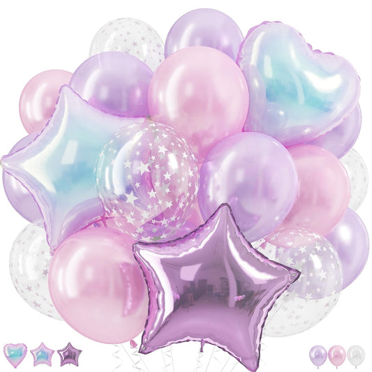 Pink and Purple Balloons, Pastel Pale Pink Light Purple Lilac