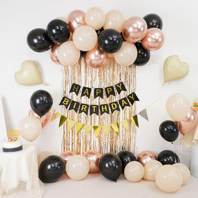 Black Gold Birthday Decorations Party Decorations with Sand White