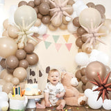 6Pcs Sand White Brown Foil Balloons,22Inch Cream Beige Tan 4D Round